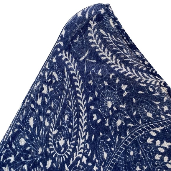 Anthropologie - Blue/Cream Fringed Caftan - O/S - Picture 3 of 11